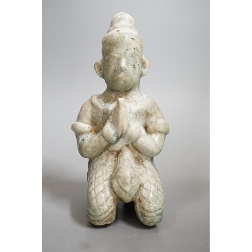 1449 - A Thai celadon Buddhist figure, Si Satchanalai, c.1450-1599, 18cms high Provenance- collected by the... 