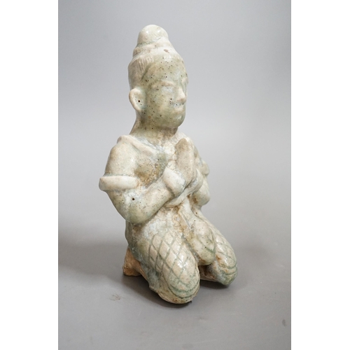 1449 - A Thai celadon Buddhist figure, Si Satchanalai, c.1450-1599, 18cms high Provenance- collected by the... 