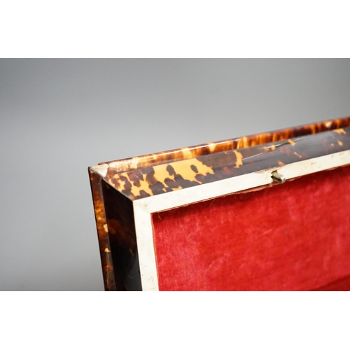 1450 - A Victorian tortoiseshell and ivory mounted tea caddy, 18cms high Ivory submission reference: WY51HA... 