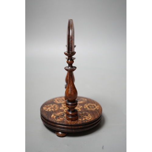 1453 - A Tunbridge ware rosewood and half square mosaic watchstand, c.1830-50, 16cm high