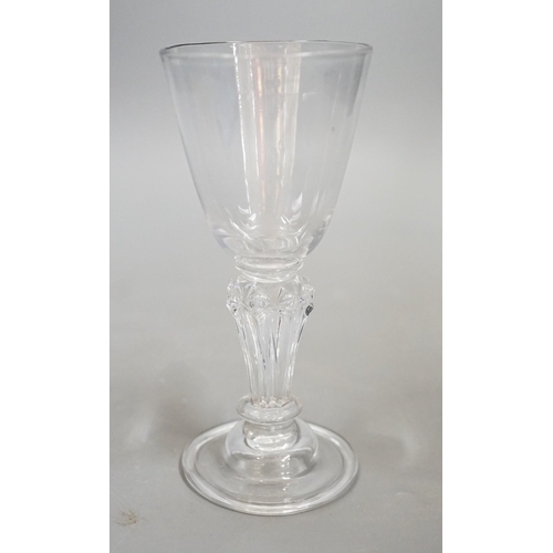 1470 - A pedestal stem wine glass, c.1730, 15cms high