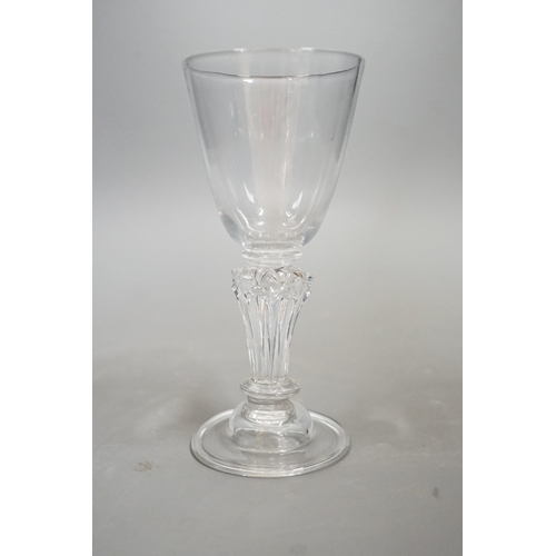 1470 - A pedestal stem wine glass, c.1730, 15cms high