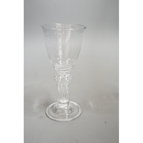 1470 - A pedestal stem wine glass, c.1730, 15cms high