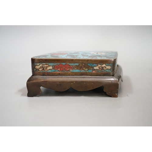 1471 - A Chinese Ming cloisonné enamel lozenge shaped stand, 15cms wide