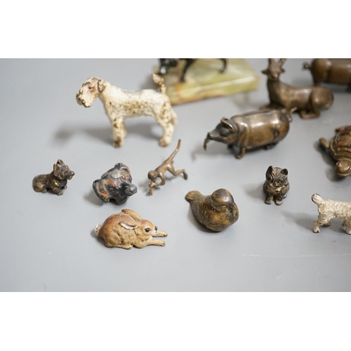 1516 - A quantity of animal related collectables including cold painted bronzes, a pig tape measure and v... 