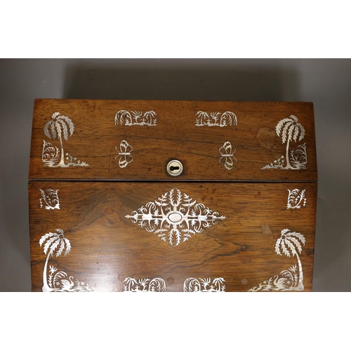 1534 - A 19th century rosewood veneered, mother of pearl inlaid writing slope, 35cms wide x 26cms deep... 