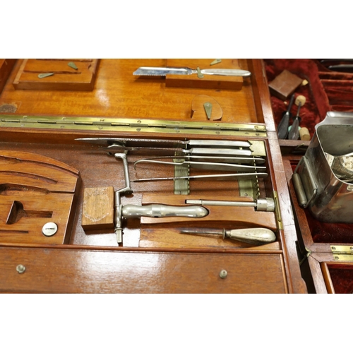 1540 - A 19th century mahogany cased field surgeons set (incomplete), and other field medical equipment, a... 