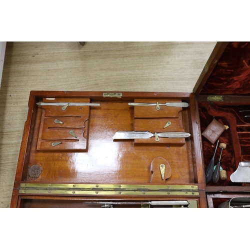 1540 - A 19th century mahogany cased field surgeons set (incomplete), and other field medical equipment, a... 