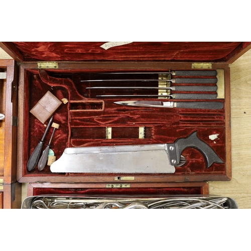 1540 - A 19th century mahogany cased field surgeons set (incomplete), and other field medical equipment, a... 