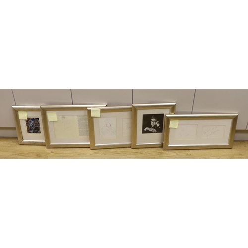 1557 - A collection of mostly framed autographs to include an event card from Elton John, 25 March 1994 sig... 