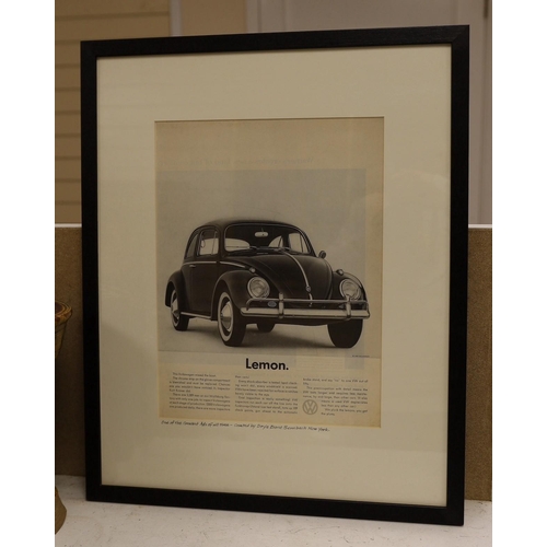 1574 - Lemon - an advertising print 'One of the Greatest Ads of all time' 1970, framed