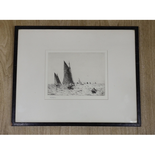 1662 - William Lionel Wyllie (1851-1931), drypoint etching, 'Fishing boats, Hamilton Bank', signed in penci... 