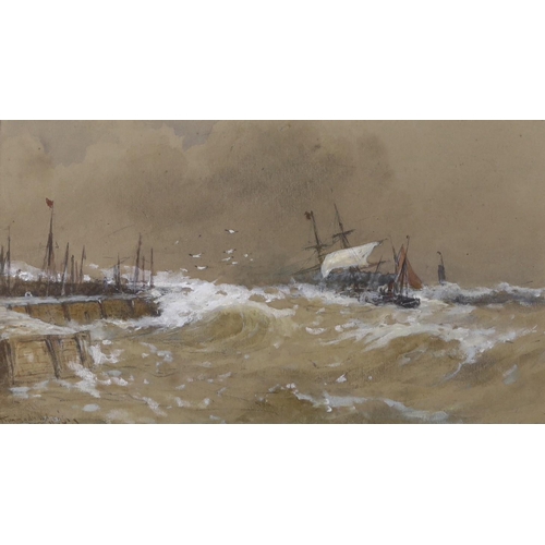 1668 - Thomas Bush Hardy (1842-1897), watercolour, 'Towing in distress', signed, 13.5 x 24cm.