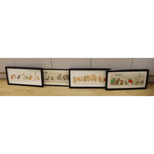 1677 - Boris O'Klein, four coloured aquatints from the Dirty Dogs of Paris series, signed in pencil, 17 x 4... 