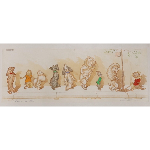 1677 - Boris O'Klein, four coloured aquatints from the Dirty Dogs of Paris series, signed in pencil, 17 x 4... 