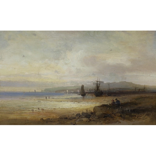 1678 - 19th century English School, oil on canvas, Coastal scene at low tide, indistinctly signed, 24 x 39c... 