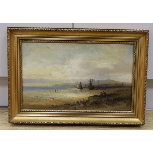 1678 - 19th century English School, oil on canvas, Coastal scene at low tide, indistinctly signed, 24 x 39c... 