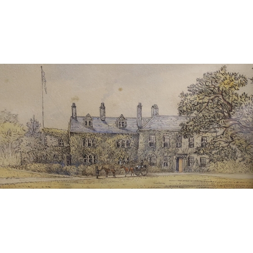 1681 - 19th century English School, ink and watercolour, View of Charlton Musgrove House, Wincanton, Somers... 