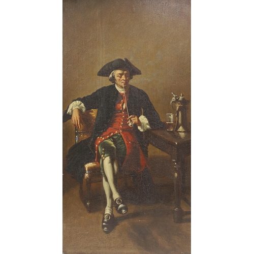 1685 - 19th century English School, oil on wooden panel, 18th century gentleman seated at a tavern table, 4... 