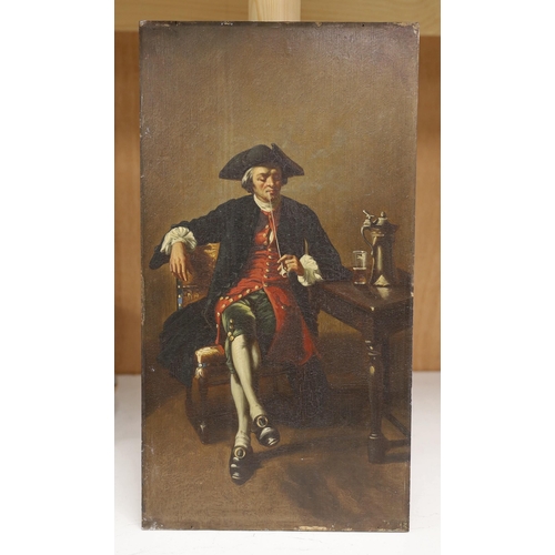 1685 - 19th century English School, oil on wooden panel, 18th century gentleman seated at a tavern table, 4... 