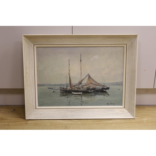 1691 - Alan Simpson (1941-2007), oil on canvas, 'Rochester fishing boats', signed, 35 x 50cm