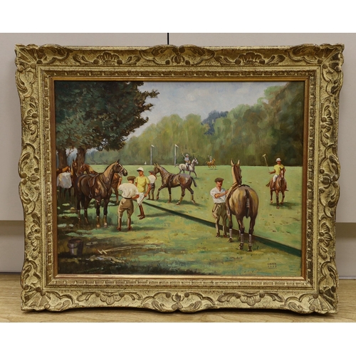 1696 - Chate (20th century), oil on board, Polo players before the match, signed and dated 1957, 40 x 50cm... 