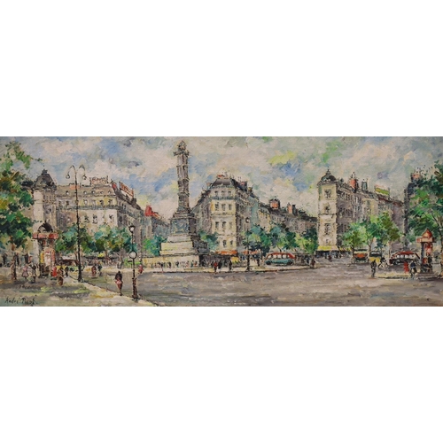 1700 - André Picot (1910-1992), four oils on board, Views of Paris, signed, 76 x 30cm and 30 x 76cm