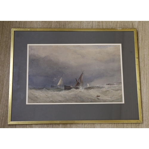 1704 - E. Tucker (fl.1849-1873), watercolour, Fishing boats at sea, 31 x 48cm