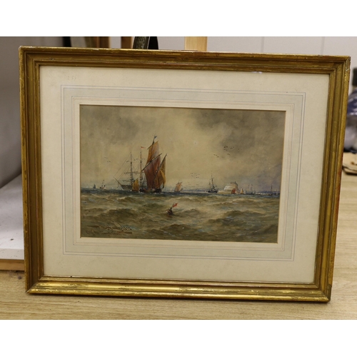 1709 - Thomas Bush Hardy (1842-1897), watercolour, 'Off the French Coast', signed and dated 1895, 26 x 39cm... 