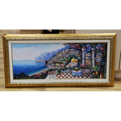 1716 - G. Apicella, oil on canvas, 'Positano', signed, 39 x 100cm