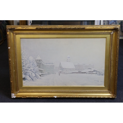 1717 - George Nelson RI (1864-1921)'Snowing in Davos, Switzerland', watercolour, signed and dated 18... 42 ... 