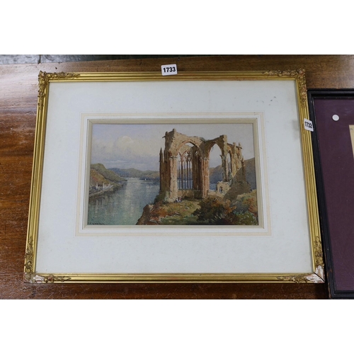 1733 - Herbert Parsons Weaver (1872-1945), watercolour, Abbey ruins, signed, 20 x 32cm.