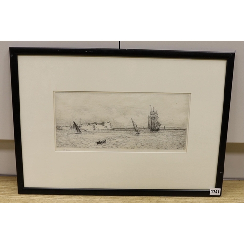 1741 - William Lionel Wyllie, etching, Syracuse, Sicily, signed, 18 x 38cm