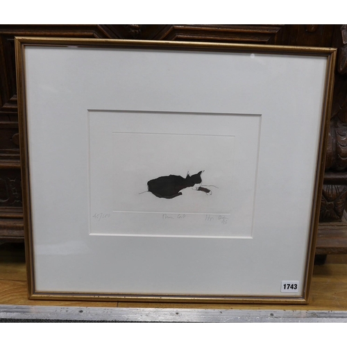 1743 - Sir Hugh Casson RA, limited edition print, etching and aquatint, Cat, signed and dated 93, 40/100... 