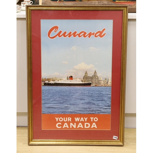 1745 - Cunard poster of Liverpool - Your Way to Canada, 77 x 48cm