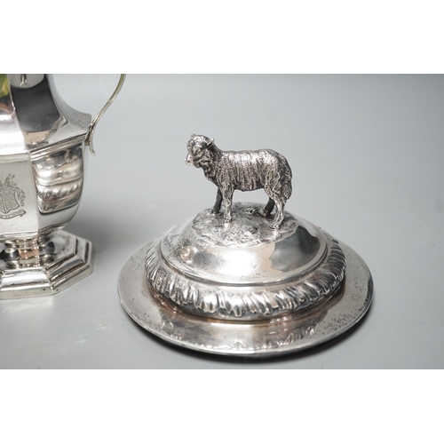 1804 - A 20th century silver cream jug by Mappin & Webb(date letter rubbed), height 13.9cm and two Victoria... 