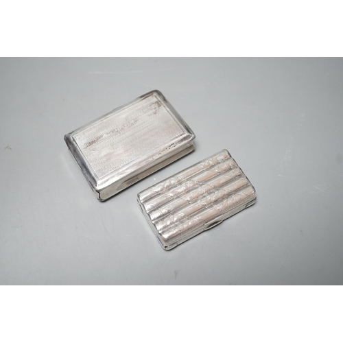 1811 - A George IV engine turned silver rectangular snuff box, Lawrence & Co, Birmingham, 1824, 59mm and an... 