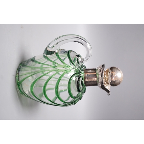 1814 - A late Victorian Art Nouveau silver mounted glass claret jug and stopper, D & M Davis, Birmingham, 1... 