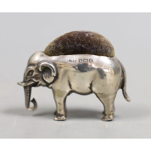 1827 - A George V novelty silver pin cushion, modelled as an elephant, Adie & Lovekin Ltd, Birmingham, 1921... 