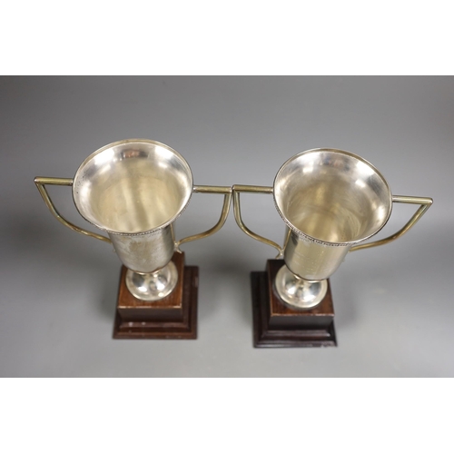 1830 - A pair of Royal Hong Kong Jockey Club sterling presentation two handled trophy cups and covers, fixe... 