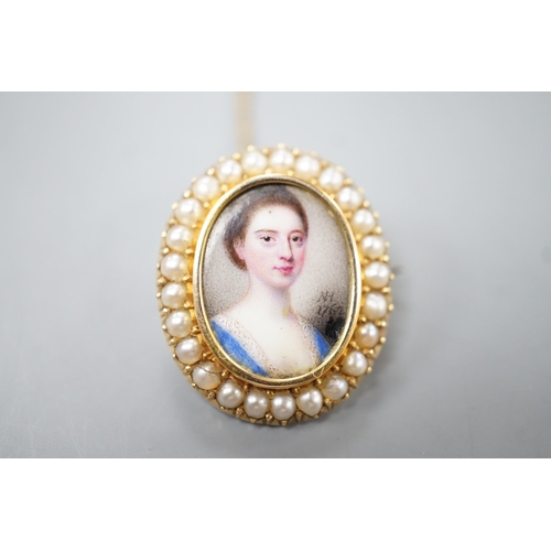 1907 - Attributed to Nathaniel Hone (1718-1784) a portrait miniature brooch, the 18th century inset enamel ... 