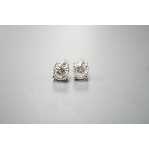 1931 - A pair of 18ct gold and solitaire diamond set ear studs, stone diameter approx. 4.8mm, gross weight ... 