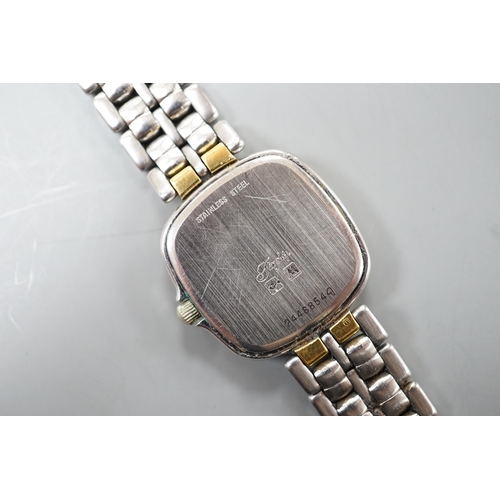 1943 - A lady's modern steel and gold plated Longines quartz wrist watch, on a steel and gold plated Longin... 