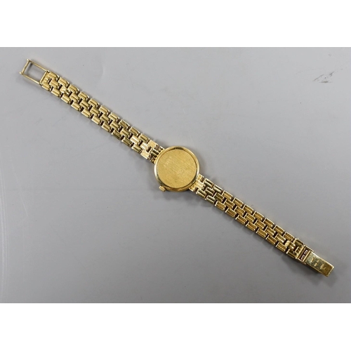 1951 - A lady's 18ct gold Longines quartz wrist watch, with mother of pearl dial and diamond chip set bezel... 