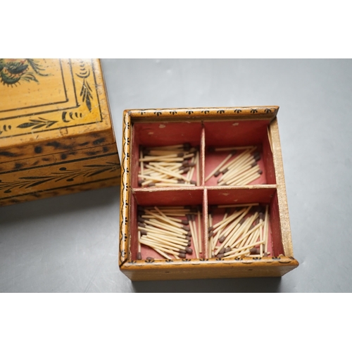 1381 - A selection of treen boxes, to include a house shaped money box,  13cm high, a 19th century ash? dom... 