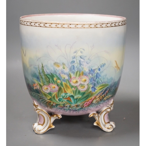 1389 - A French porcelain landscape painted jardiniere, 23cm