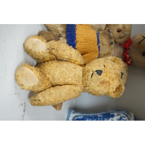 1393 - Six various Teddy bears, three early English, another by Chad Valley