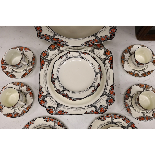 1403 - A Crown Ducal part tea and coffee set of orange tree pattern