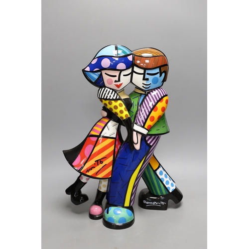 1405 - Romero Britto (Brazilian, 1963-), a ceramic statue, "Cheek to Cheek", with certificate of ... 