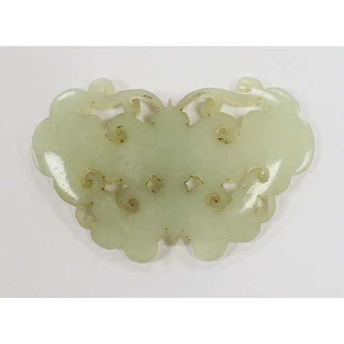 1593 - A 19th century pale celadon jade 'butterfly' carving